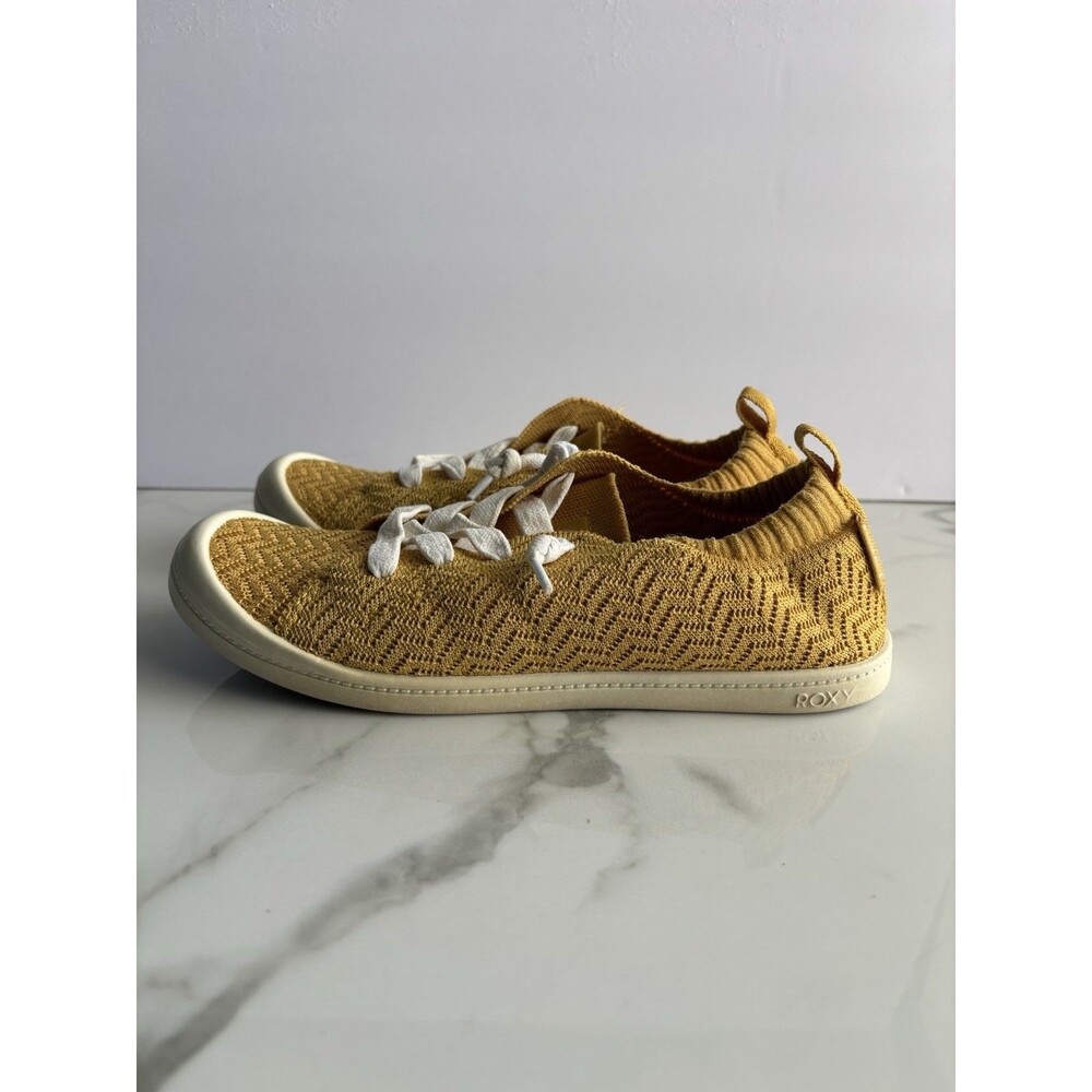 Roxy Bayshore Knit Slip On Sneakers Mustard Yellow Boho Beachy Size 6M
